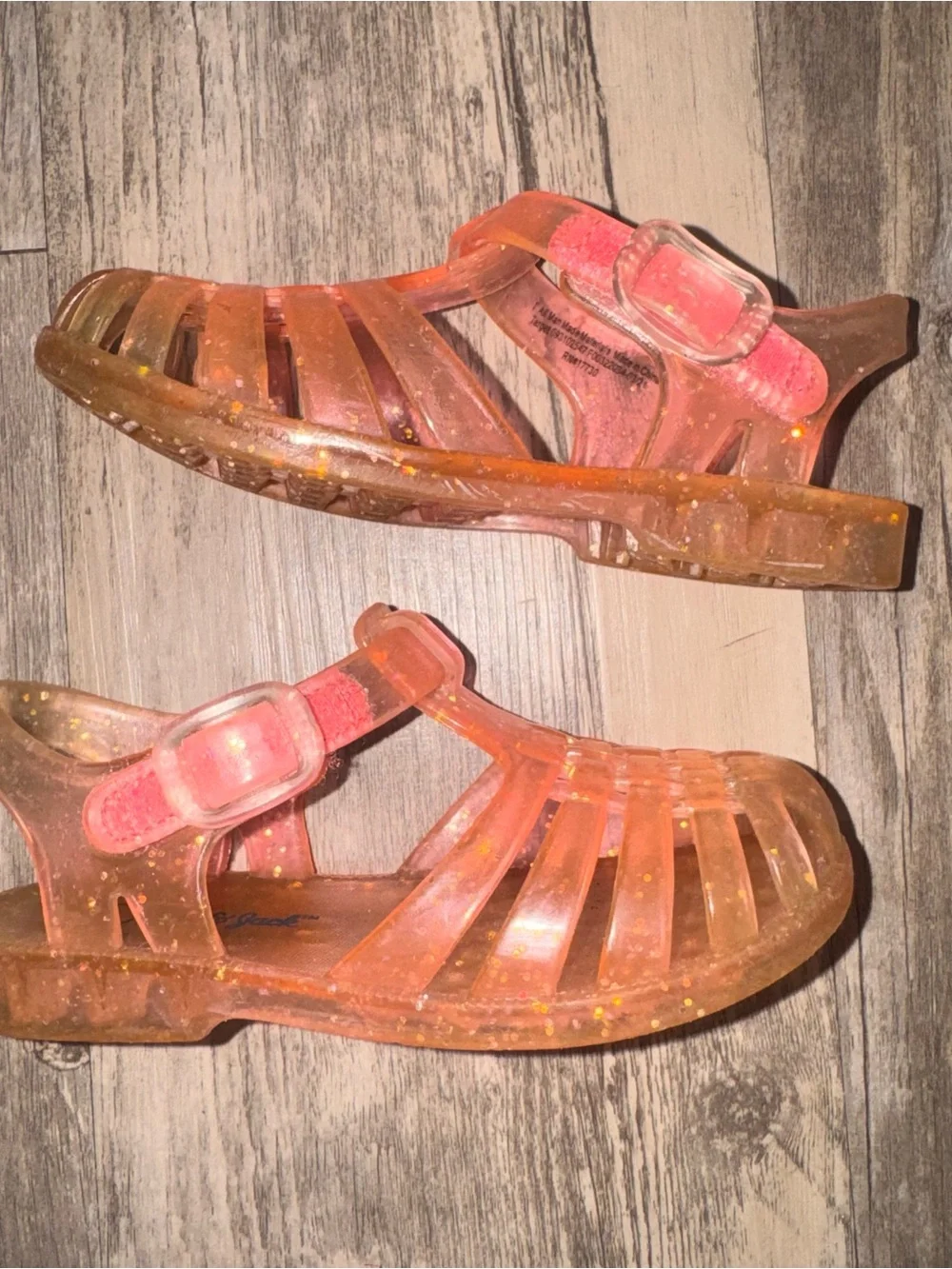 Kids Glitter Jelly Sandals - Pink/Orange